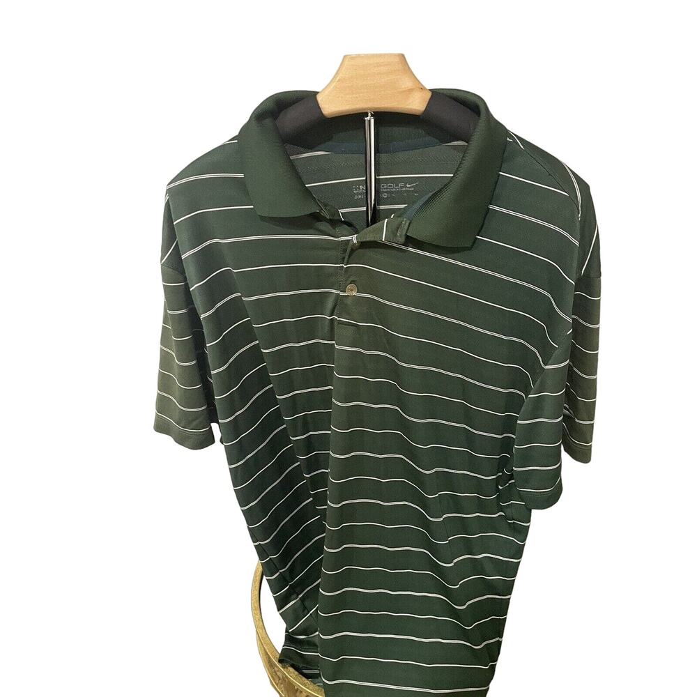 Nike Golf Men’s Dri-FIT Green Striped Performance Polo Shirt XL 126-F